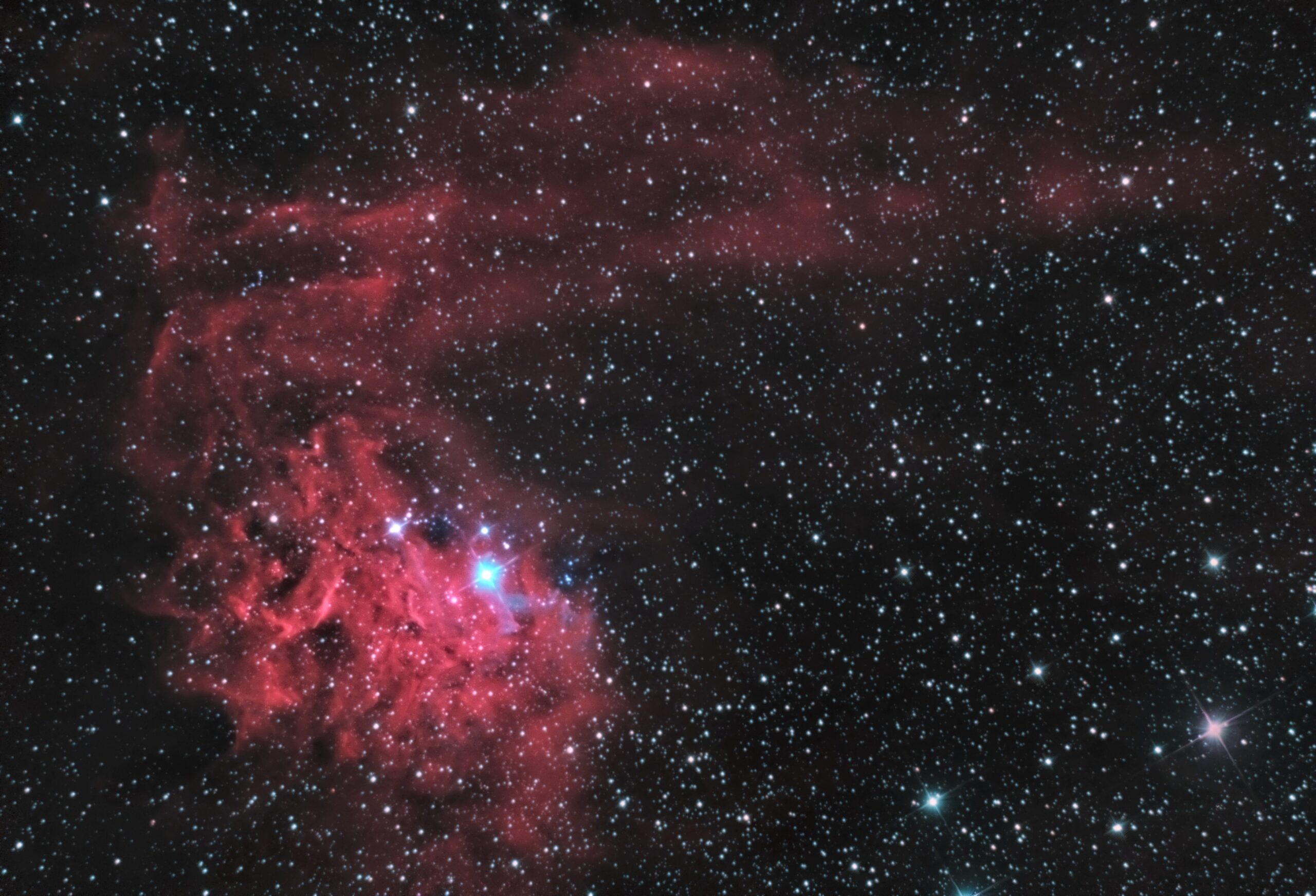 Sh2-229 nebulosa stella fiammeggiante.